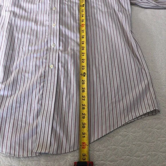 Brooks Brothers 1818 Mens Size 16 1/2 34 Shirt 100% Cotton Orange Blue Stripe - Picture 7 of 9